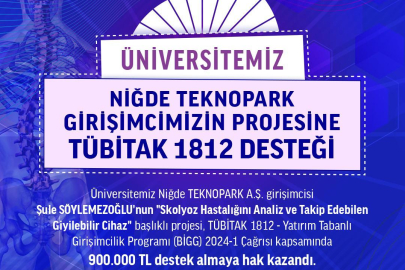 Niğde TEKNOPARK girişimcisine TÜBİTAK'tan destek